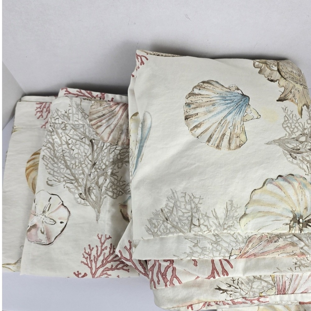 Pottery Barn Atlantic Coastal Duvet Cover Set Coral King 2 Euro Shams Sea Shell